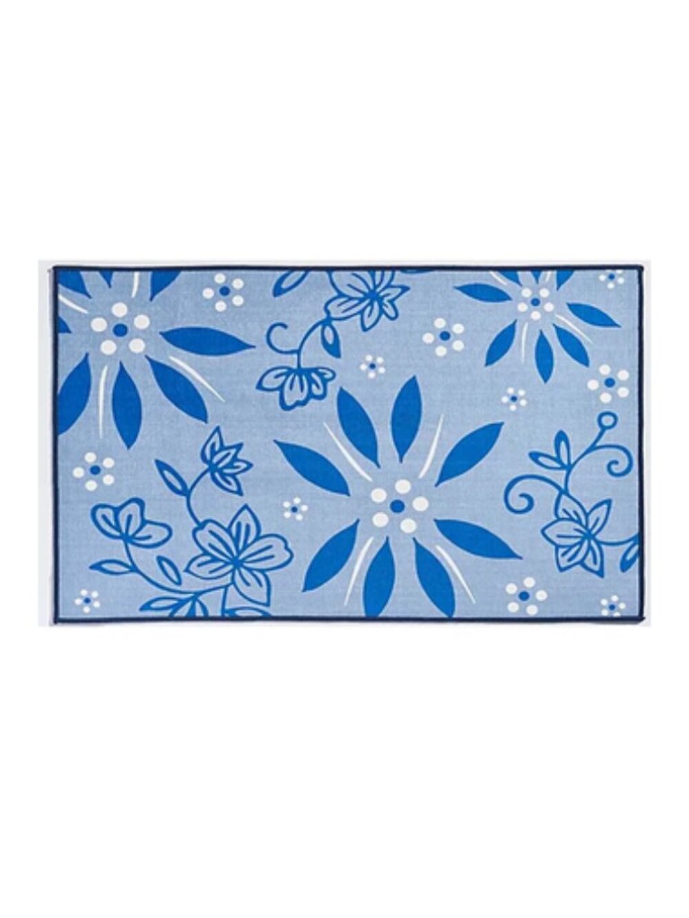 Temp-tations Flower 2'x3' Washable Gel Cushioning Nonslip Kitchen Mat Blue
